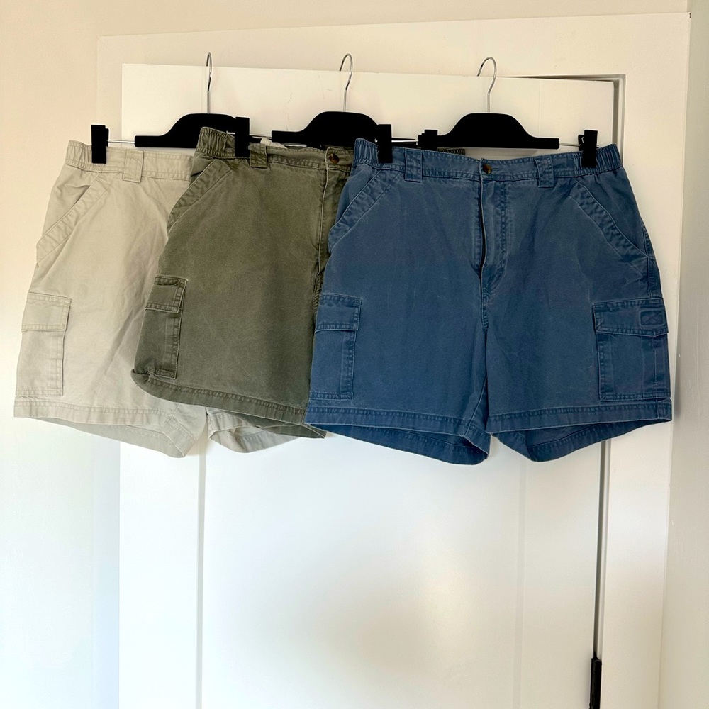 Set of 3 in 3 colors! LL Bean 6in tropic weight comfort waist cargo shorts
